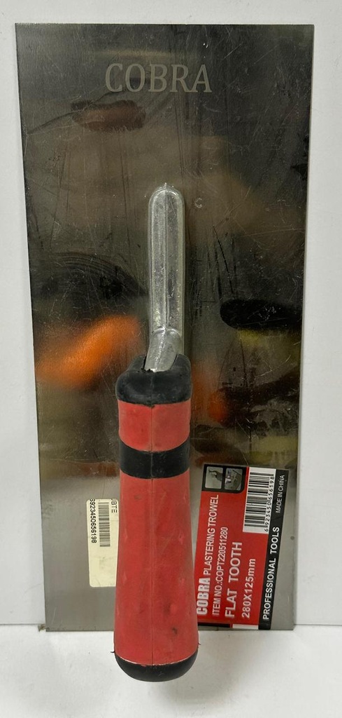  COBRA PLASTRING TROWEL FLAT TOOTH 280X125MM RUBBER HANDLE 