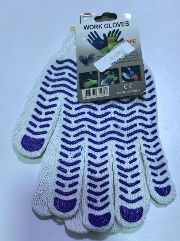  HAND GLOVES BLUE DOTTED ZIG-ZAG ONE SIDE WHTE - ANSELL 