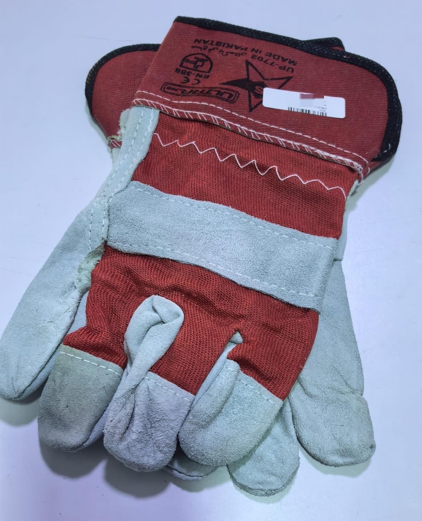 ENCORE HAND GLOVES LEATHER YELLOW/RED H/DUTY - PAKISTAN