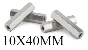  HEX NUT COUPLING 10X40MM - YELLOW/SILVER 