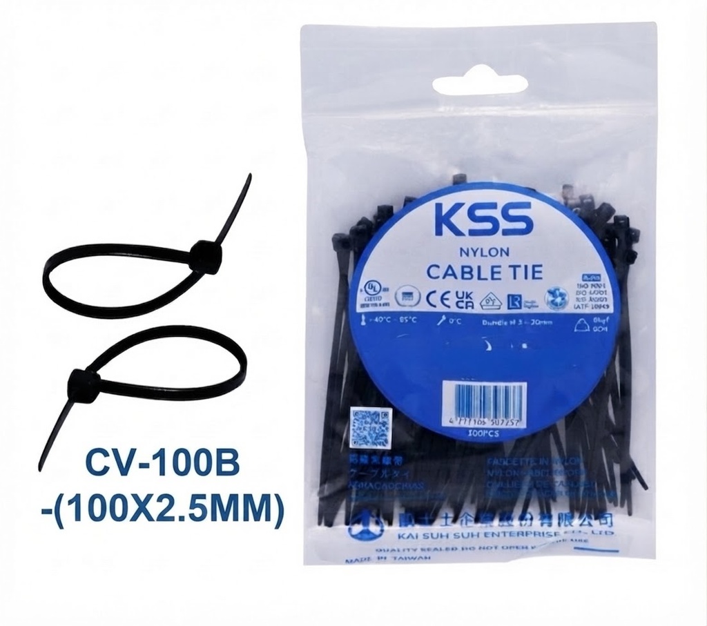  KSS NYLON CABLE TIE BLACK CV-100B - (100X2.5MM ) 