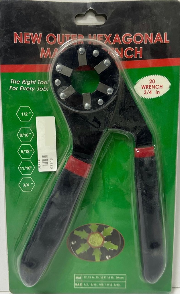  NEW OUTER HEXAGONAL MAGIC WRENCH 8" 3/4 -CHINA 
