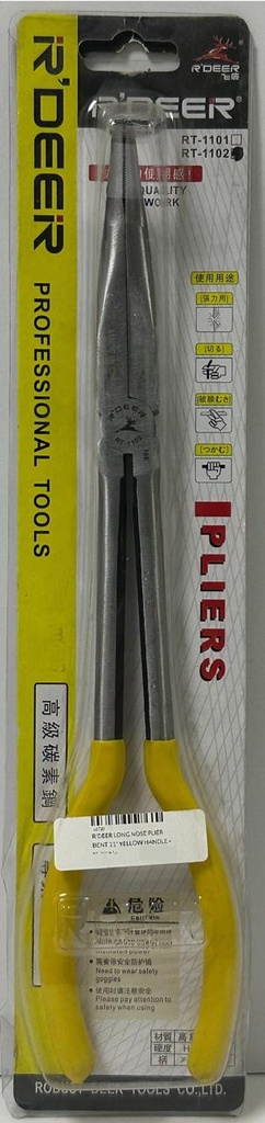  R'DEER LONG NOSE PLIER BENT 11" YELLOW HANDLE - RT-1102 