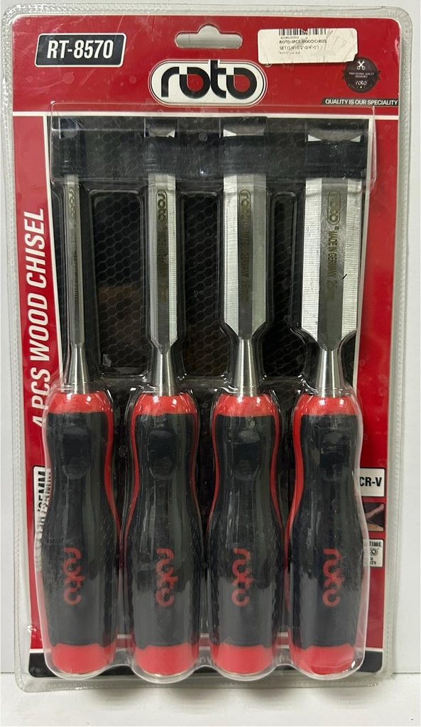  ROTO 4PCS WOOD CHISEL SET (1/4"-1/2"-3/4"-1") 6X25MM 