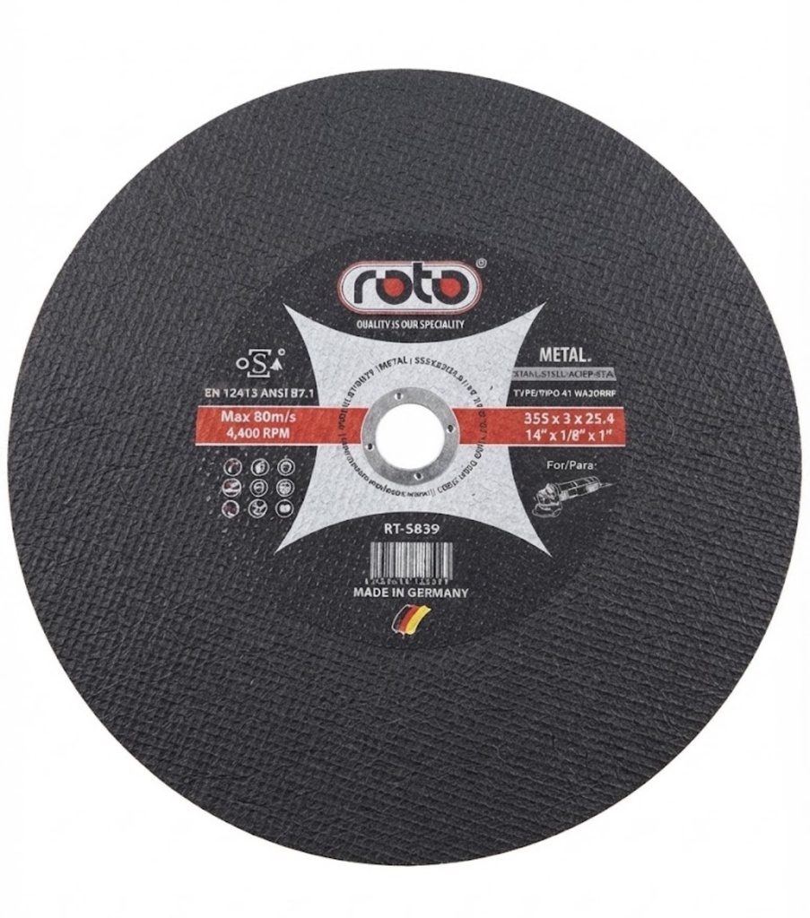  ROTO CUTTING DISC STEEL 14" (355MMX3MMX25.4MM) - GERMANY 