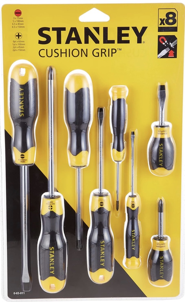  STANLEY CUSHION GRIP SCREW DRIVER 8PCS SET - 0-65-011 