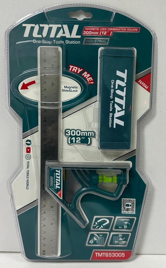  TOTAL MAGNETIC LOCK & COMBINATION SQUARE (300MM) 12"-TMT6530 