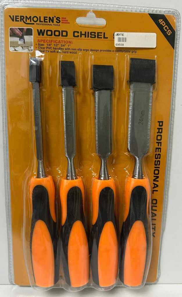  VERMOLEN'S WOOD CHISEL 4PCS SET (1/4"-1/2"-3/4"-1") 