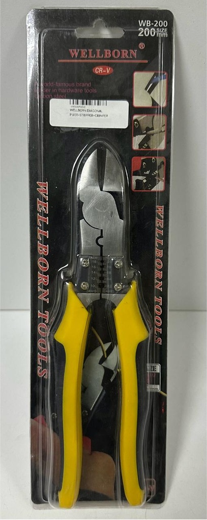 WELLBORN DIAGONAL PLIER+STRIPPER+CRIMPER 8.5" 200MM