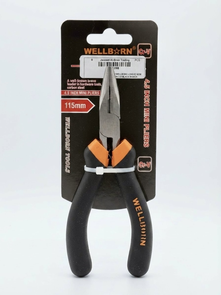  WELLBORN LONG NOSE PLIER MINI 4.5" BLACK HANDLE 
