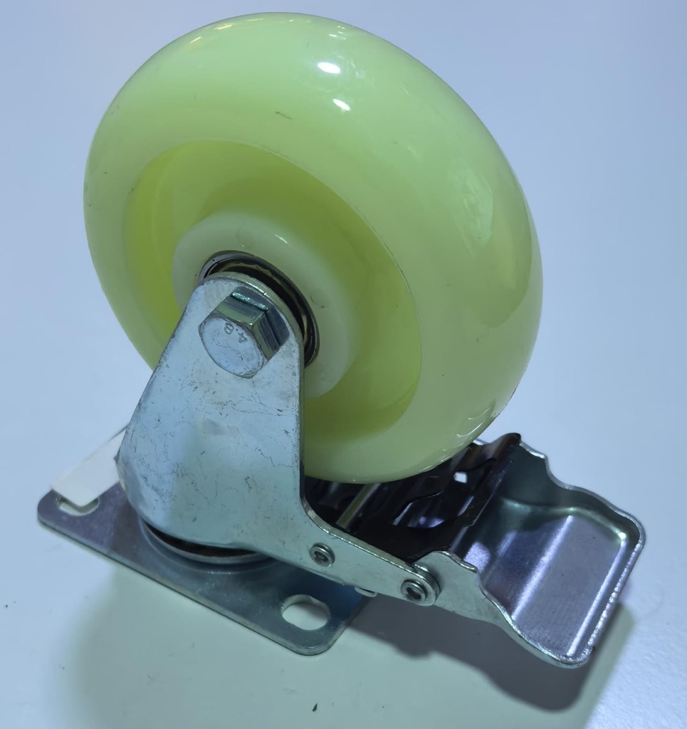  WHEEL WHITE RUBBER 4" BREAK TYPE - WORKABLE/BMB 