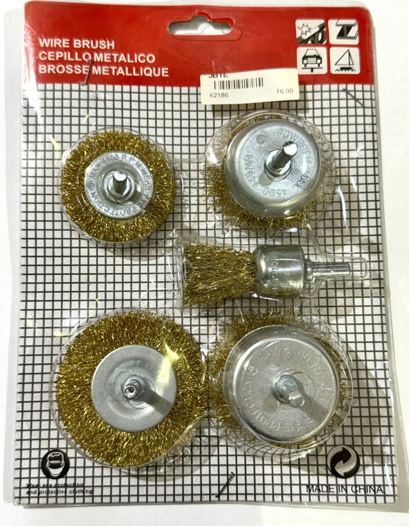  WIRE BRUSH 5PCS BRASS COATED 
