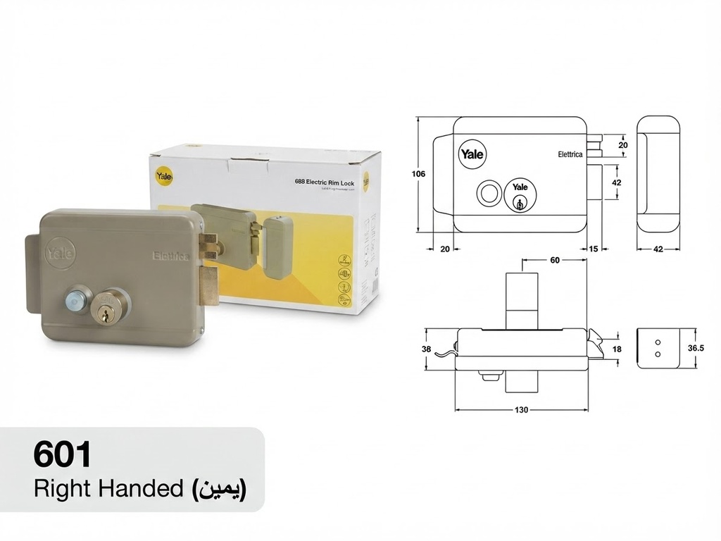  YALE ELECTRIC RIM LOCK RIGHT 601 - ITALY 