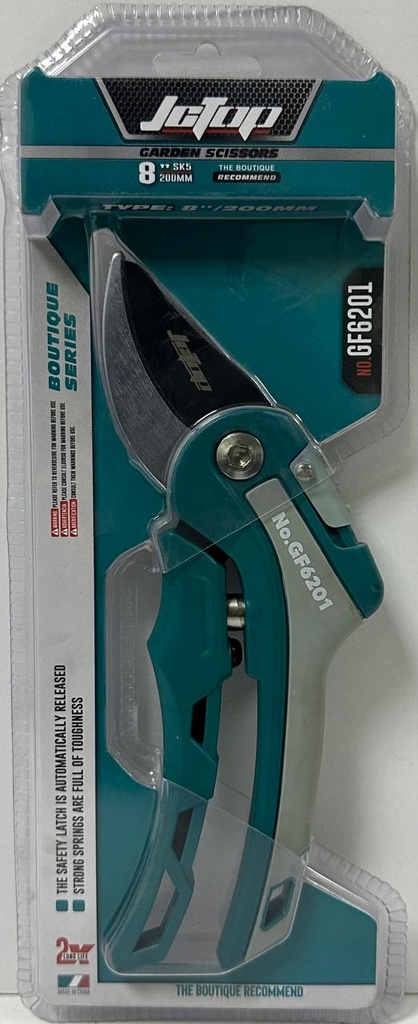 JCTOP GARDEN SCISSORS 8"/200MM -CHINA/GF6201