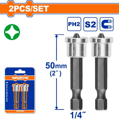 WADFOW BITS OF DEPTH STOP 2PC SET PH2-50MM-CHINA-WSV5602