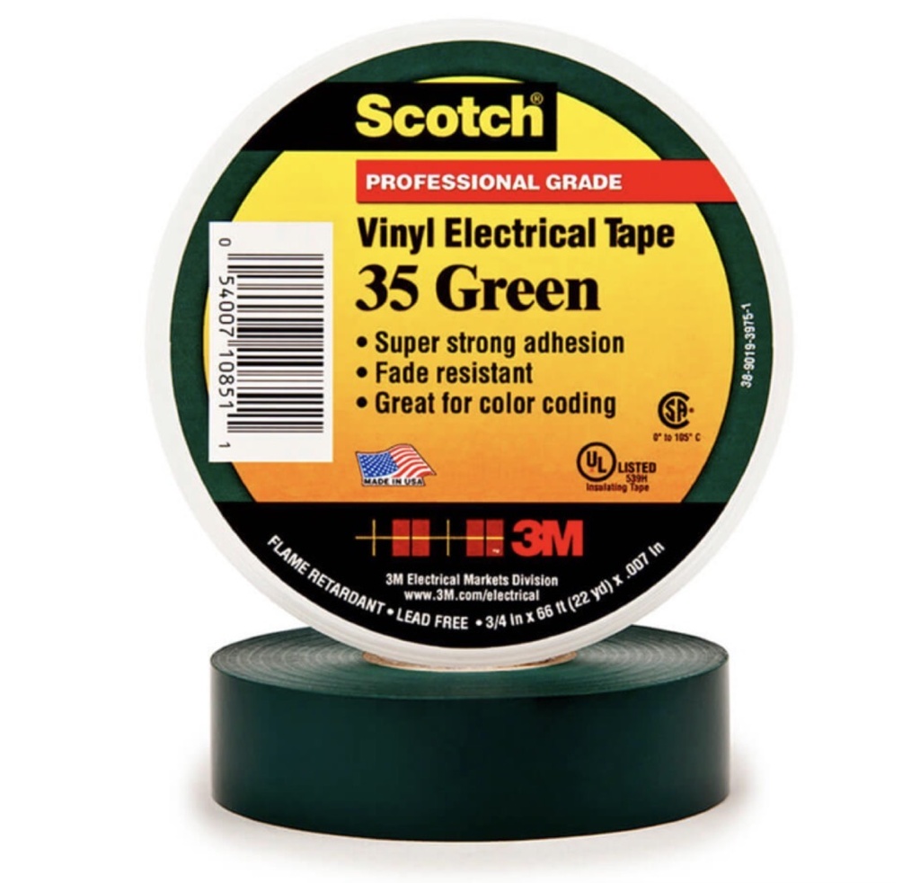 3M SCOTCH VINYL ELECTRICAL TAPE GREEN - U.S.A