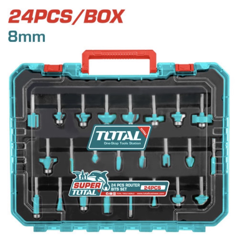 TOTAL ROUTER BIT SET 8MM 24PCS -CHINA/TACSR12408