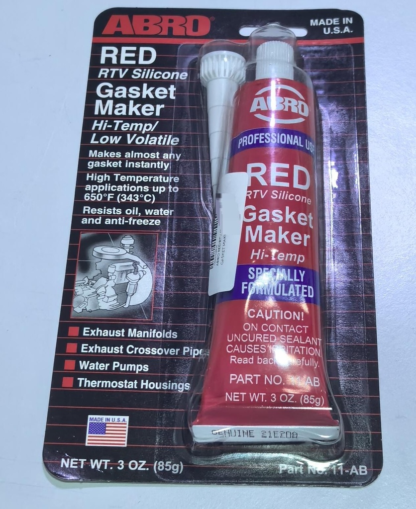 ABRO RED RTV SILICONE GASKET MAKER 85G -USA