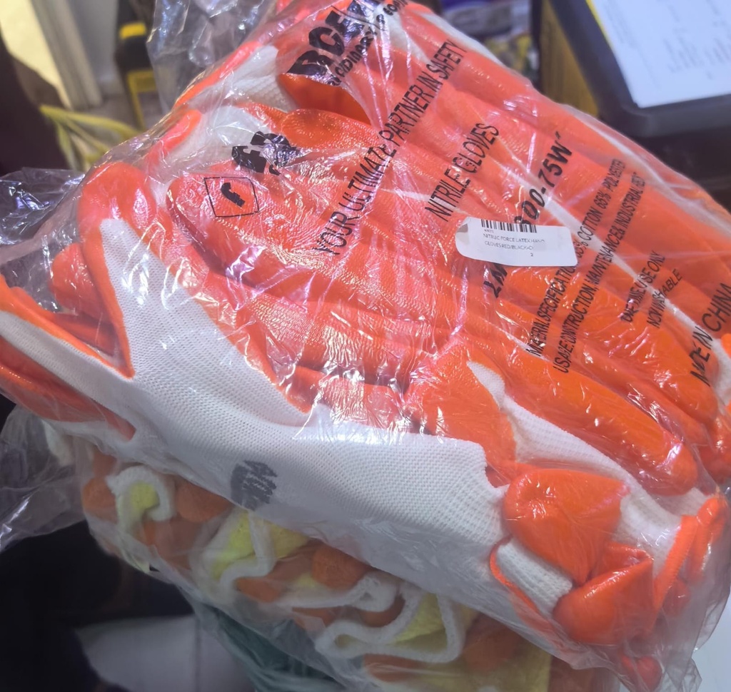 FORCE LATEX HAND GLOVES ORANGE/WHITE-CHINA/LMGZ300-75W