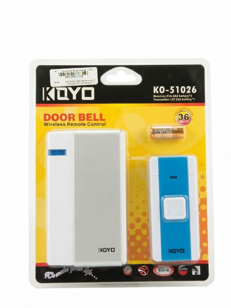 KOYO DOOR BELL WIRELESS REMOTE CONTROL 4.5V DC - KO-51026