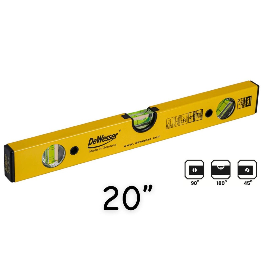 DEWESSER ALUMINIUM LEVEL 50CM 20" - GERMANY/31-033