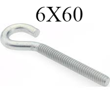 HOOK & EYE BOLT GI OPEN - (6X60)