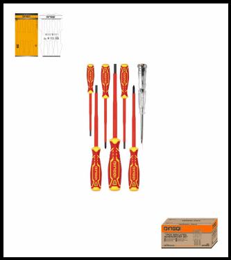 DINGQI INSULATED SCREWDRIVER 7PCS SET (*) (-) WITH TESTER -CHINA/68902