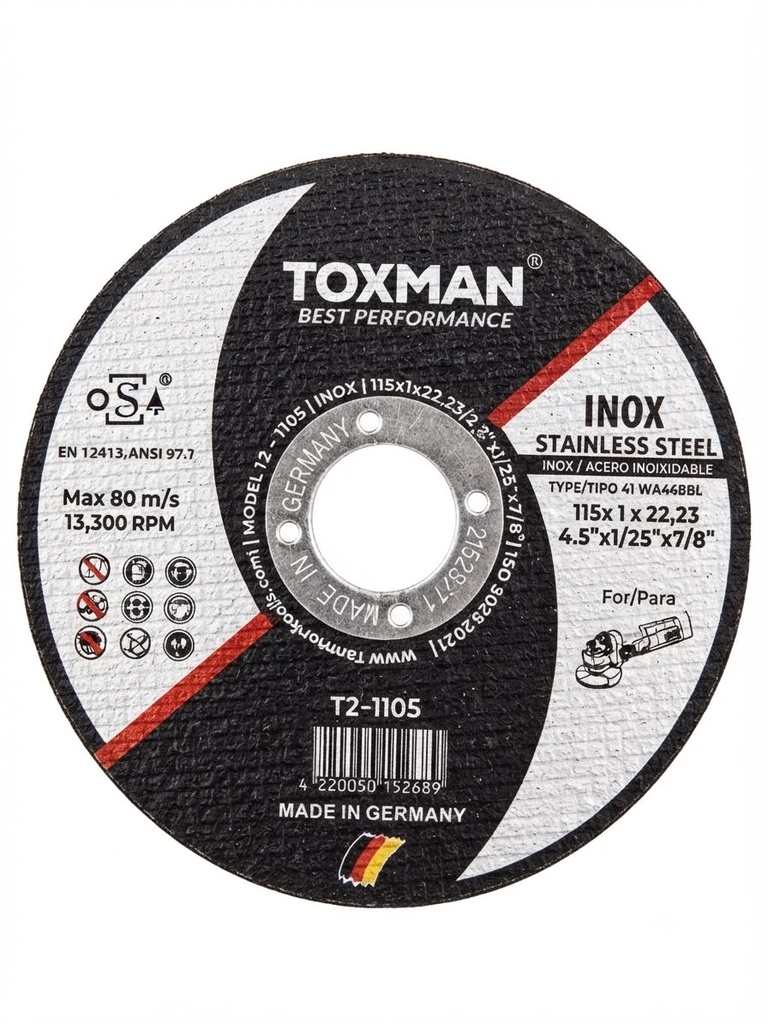 TOXMAN CUTTING DISC METAL BLACK 4.5" 115X1X22.2MM-CHINA/