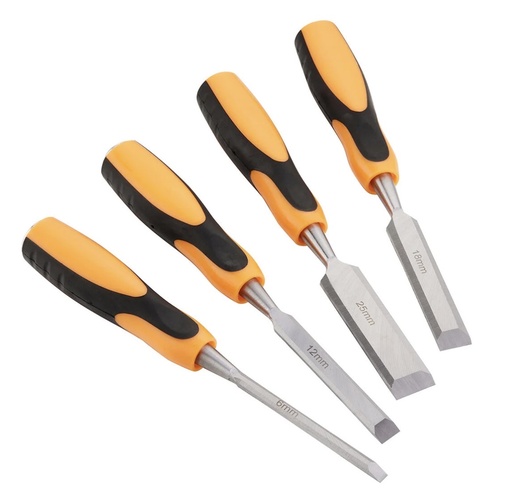 [ ART NO.A682 ازميل خشب ]  4PCS WOOD CHISEL SET (1/4"-1/2"-3/4"-1") 6X24MM 