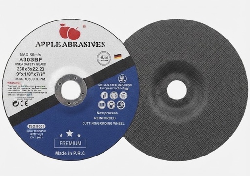 [  ديسك قص الحديد ]  APPLE ABRASIVES CUTTING DISC METAL 9" 230X3X22.23 - CHINA 