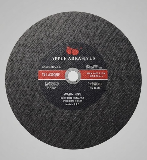 APPLE ABRASIVES CUTTING DISC STEEL 14" 355X3.0X25.4/T41-A30QBF