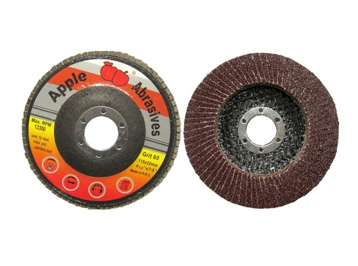 APPLE ABRASIVES FLAP DISC RED 4"X110X16MM  5/8"GRIT 60 & 80 - RPM