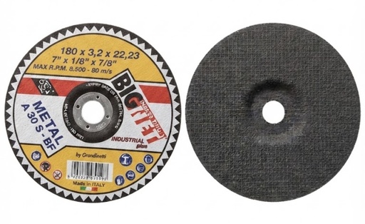 [ 7" -  ديسك قص الحديد ]  BIGNET CUTTING DISC STEEL 7" (180X3.2X22,23) - ITALY 