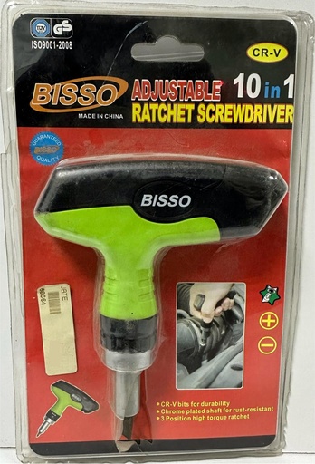 [ISO9001-2008]  BISSO ADJUSTABLE RATCHET SCREWDRIVER 10-IN-1 