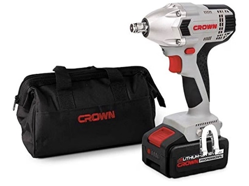 [ CT22016L-4 TB - دريل كفر ببطارية ]  CROWN CORDLESS IMPACT WRENCH 18V 1/2" 4 AH- CT22016L-4 TB 