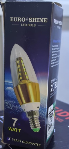 [   ليد لمبا 7 وات 220 فولت ]  EURO SHINE LED STICK BULB 7W 220V 6500K WHITE 