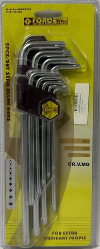 [  قوة 9 قطعALLEN KEYS  قطع1.5-10MM ]  FORCE 9PCS STAR ALLEN KEYS SET T10-T50 - LMGW037A 