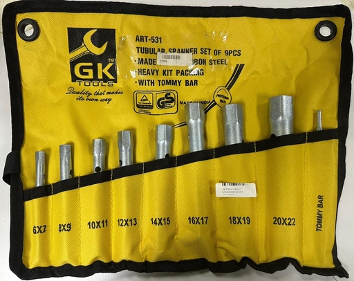 [ ART-531 MADE FROM CARBON STEEL ]  GK TOOLS TUBULAR SPANNER SET OF 9PCS - INDIA  ART-531 