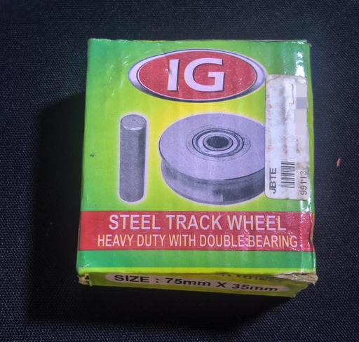 [ 80MM - كفر سحاب حديد ]  IG SLIDING DOOR WHEEL BOLT TYPE  U SHAPE 75X35MM -CHINA 