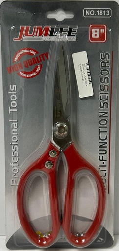 [ NO.1813 ]  JUMLEE MULTI FUNCTIONAL SCISSORS RED HANDLE BLACK 8"-NO.1813 