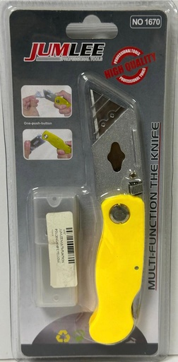 [ NO1670 ]  JUMLEE MULTI-FUNTION FOLDING KNIFE YELLOW HANDLE-NO1670 