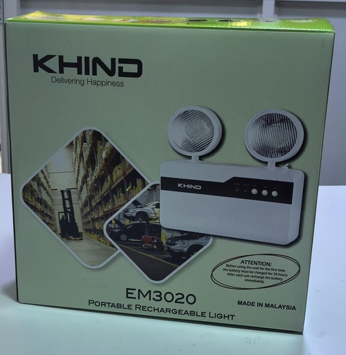 [ EM3020  ضوء-  تايوان ] KHIND PORTABLE EMERGENCY LGIHT 220-240V 6500K WHITE-MALASIA