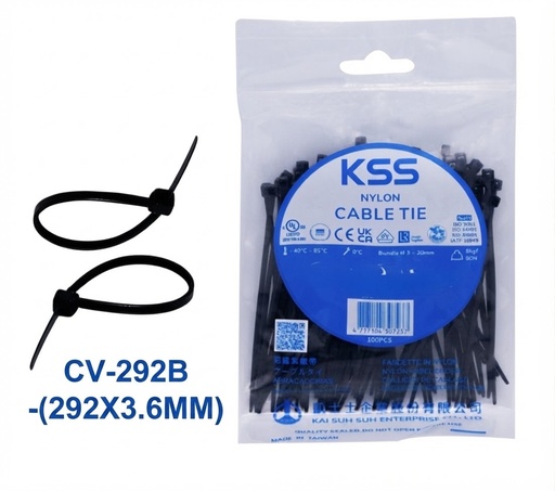 [ KSS NYLON  سلكTIE  اسودCV-292B - (292X3.6MM) ]  KSS NYLON CABLE TIE BLACK CV-292B - (292X3.6MM) 