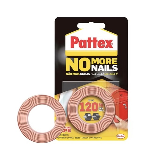 [  ]  PATTEX DOUBLE SIDE TAPE RED 1.5MX19MM 1ROLL=120KG - POLAND 