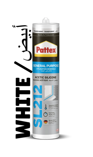 [SOUDAL  سيلكون ابيض- BELGIUM]  PATTEX SL212 ACETIC SILICONE WHITE - BELGIUM 