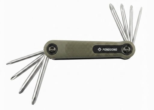 [ PENGGONG  8 قطعFOLDING  مفك قطع-  رمادي ]  PENGGONG 8PCS FOLDING SCREWDRIVER SET - GRAY 