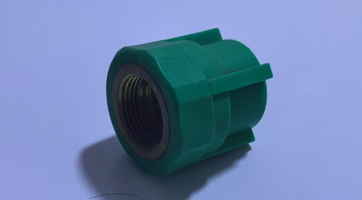 [  اخضر امثى مزدوجةINSIDE  براس3/4"X3/4"  -  الماني ]  PPR FEMALE COUPLING INSIDE BRASS 3/4"X3/4" 