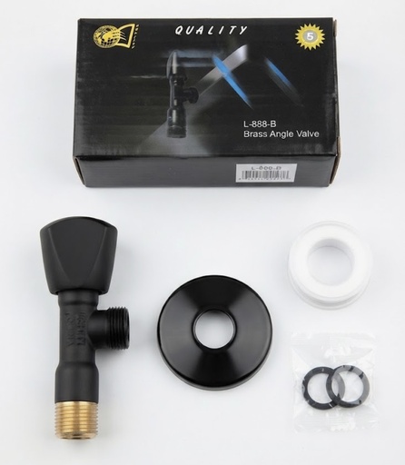[ محبس زاوية ]  QUALITY ANGLE VALVE BLACK 1/2"X1/2" - CHINA 