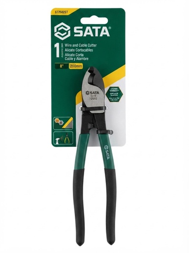 [ST72502ST قاطع اسلاك اخضر 8"] SATA WIRE & CABLE CUTTER PLIER GREEN HANDLE 8" 200mm-ST72502ST