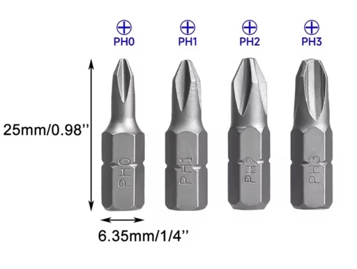 [  برغي مفك قطعةAAA PH2X25 - CORO ]  SCREW DRIVER BIT AAA PH2X25 - CORO 